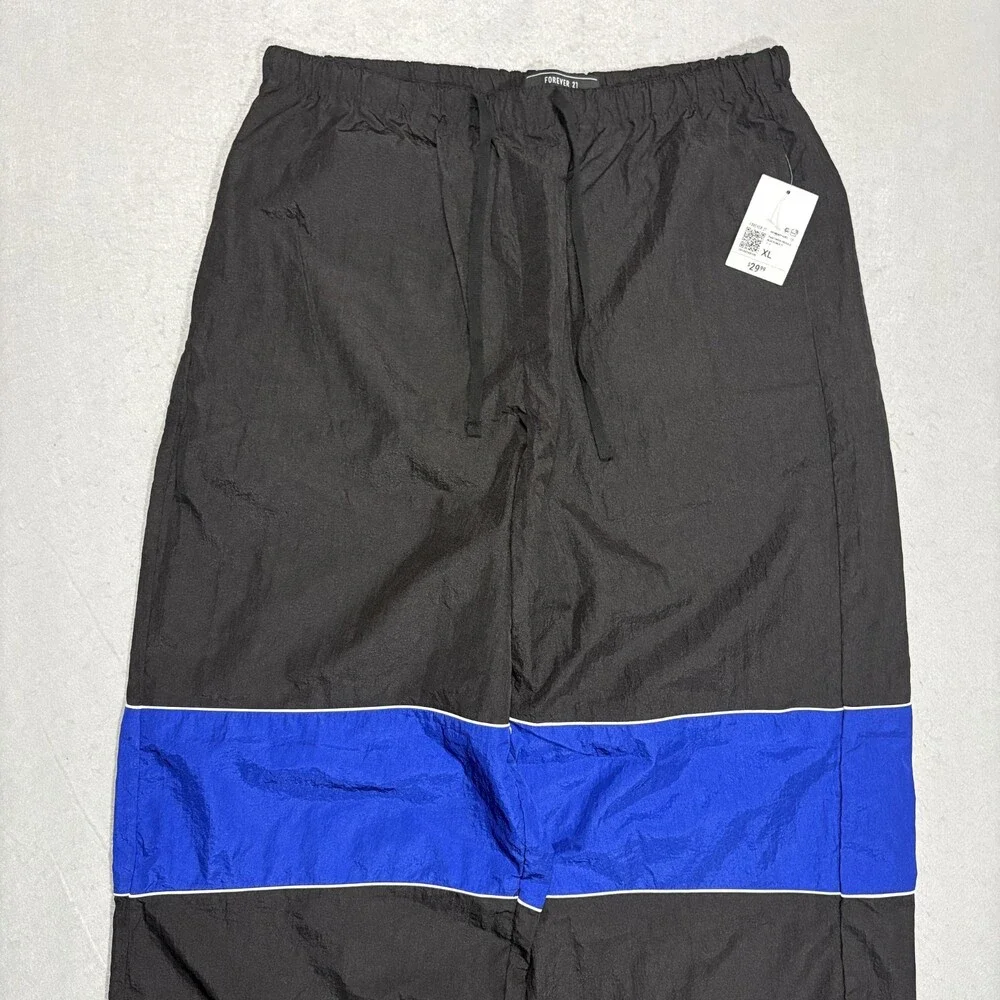 Forever 21 NWT Track Pants Black and Blue Men's Size XL
